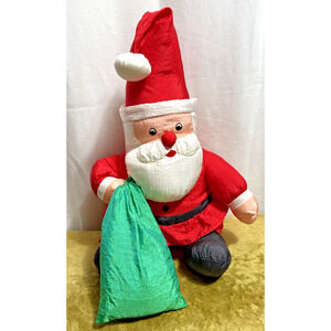 Vintage Santa Puffy Parachute Plush 20" No Flaws Bright Red Christmas Decor Toy